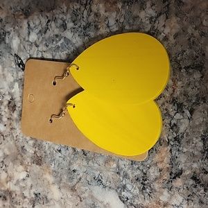 New Yellow wooden lightweight earrings